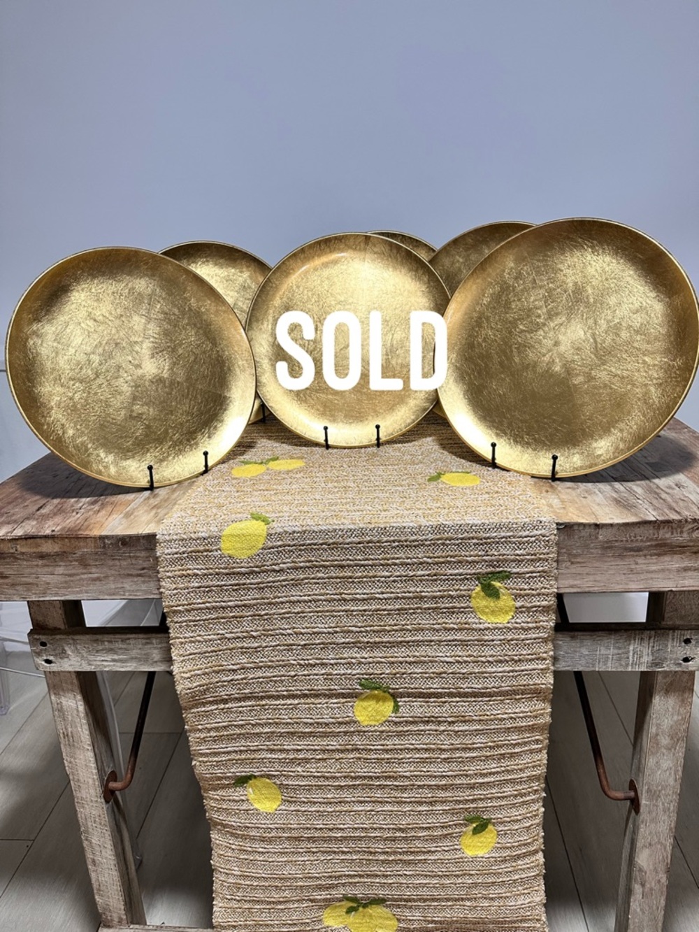 Vintage Otagiri Japan Hand Crafted Gold Charger Plates Set of 6 11.5” Glam MCM